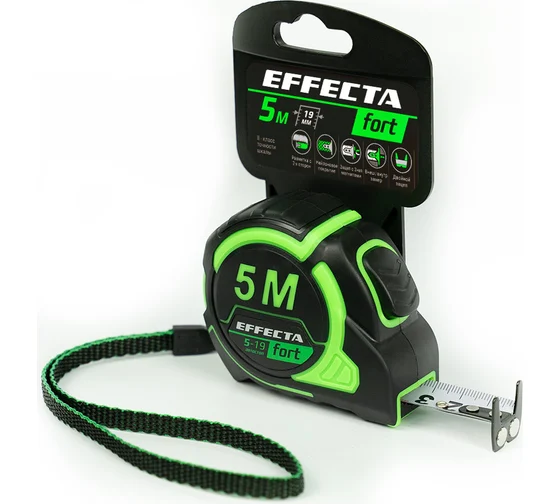 Рулетка   5мх19мм автостоп магнит 2-хсторонняя лента Fort Effecta