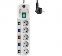 Фильтр сетевой 5,0м 4с/з+1б/з розеток 10А выкл.на каждую розетку Erg Most