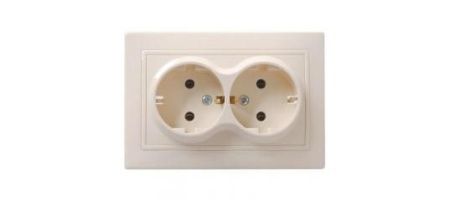 Розетка 2-мест с/з крем Кварта IEK
