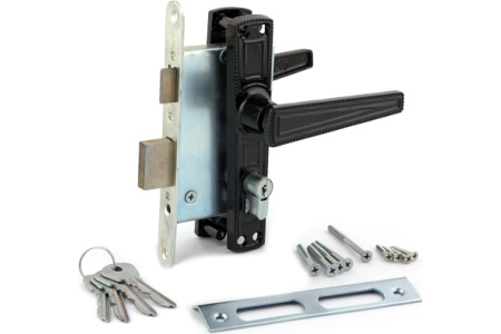 Замок врезной 13см с руч. черный язычок 3В4-3.01 Зенит