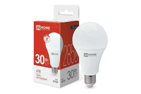 Лампа светодиодная Е27 30Вт Led 4000К белый свет груша In Home