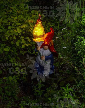 Фигура садовая 34,8см Огенный гном с LED подсв. солн.батарея 624 Чудесный Сад